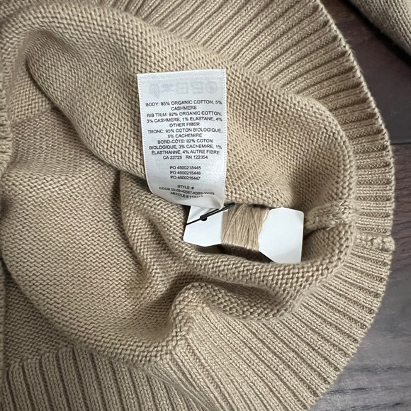 NWT Aritzia Sunday Best Topaz Sweater in Tan Cotton Cashmere Off the Shoulder S - Picture 2 of 5